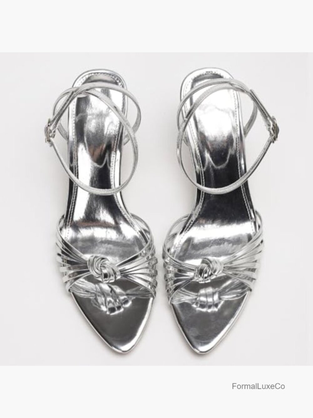 Strappy Knot Backless Kitten Heel Sandals with Ankle Strap - Picture 7 of 7